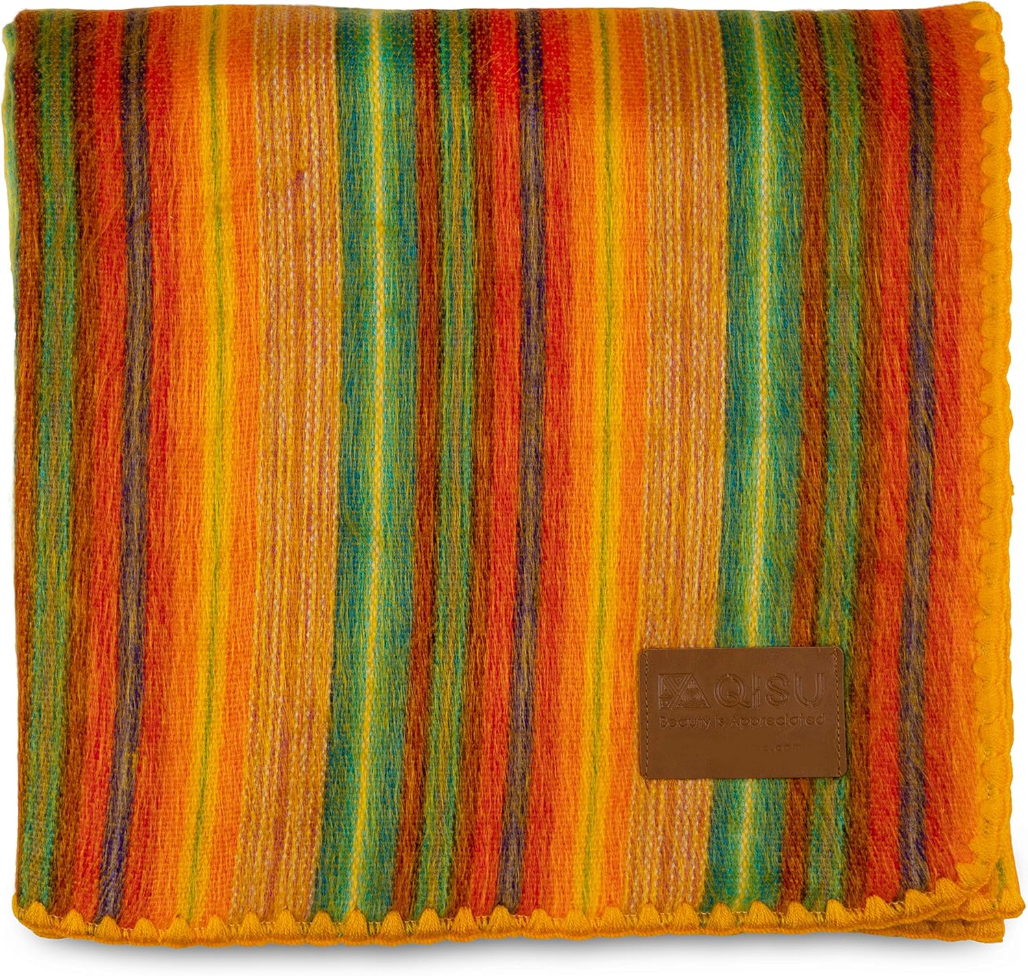 Alpaca Wool Blanket Throw, 85 x 65 inches, Turquoise Sea Foam Variegated Q4187
