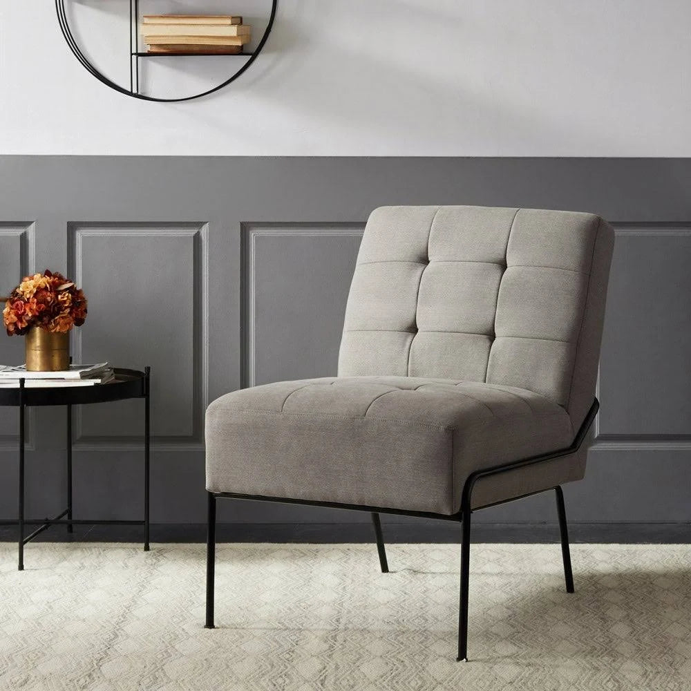 Grey Pintuck Armless Accent Chair X858