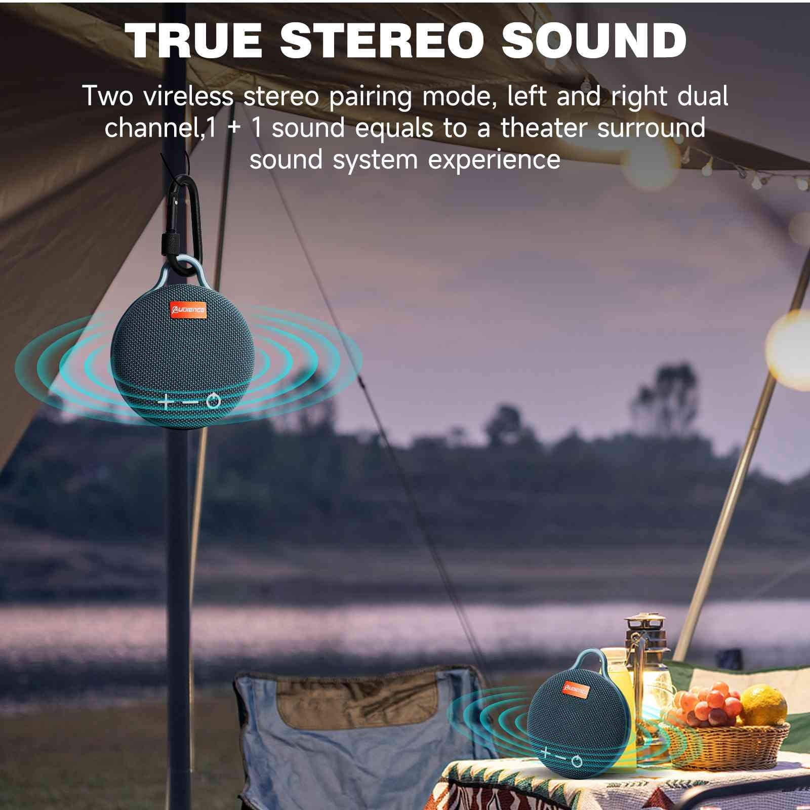 Blue 2 Pack Bluetooth Wireless Waterproof Speaker with Clip M86022