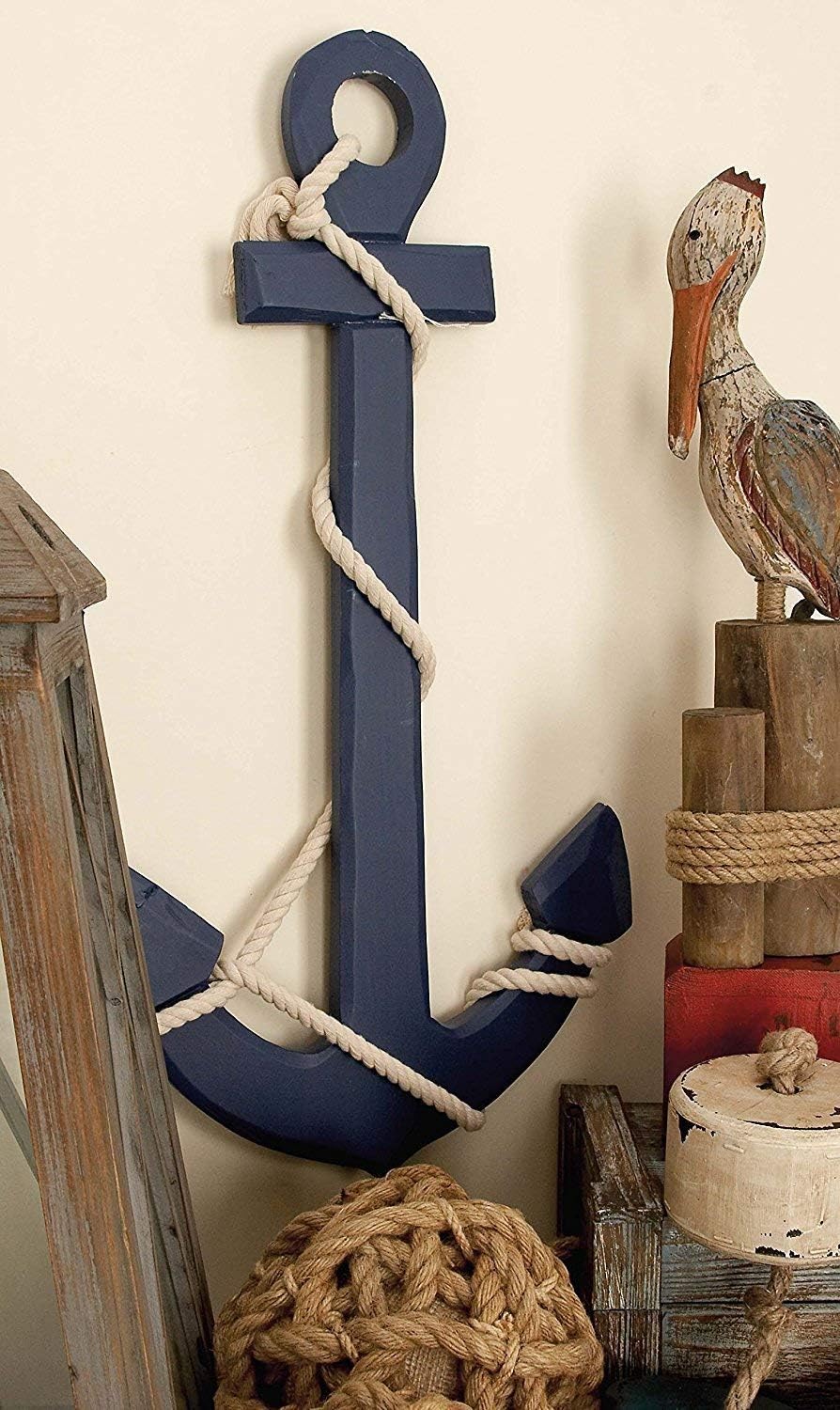 Wood Anchor Nautical Maritime Decor, 28-Inch by 15-Inch Pack of 2 S8940