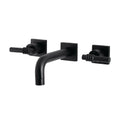 Matte Black Two-Handle Wall Mount Bathroom Faucet Y182491