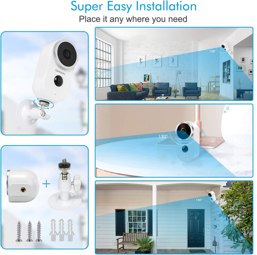 Outdoor Solar Security Camera Wireless 1080P Rechargeable Battery Powered WiFi Camera 2 Way Audio HD Video Wirefree IP Camera Motion Alarm Home Surveillance Camera System U194606