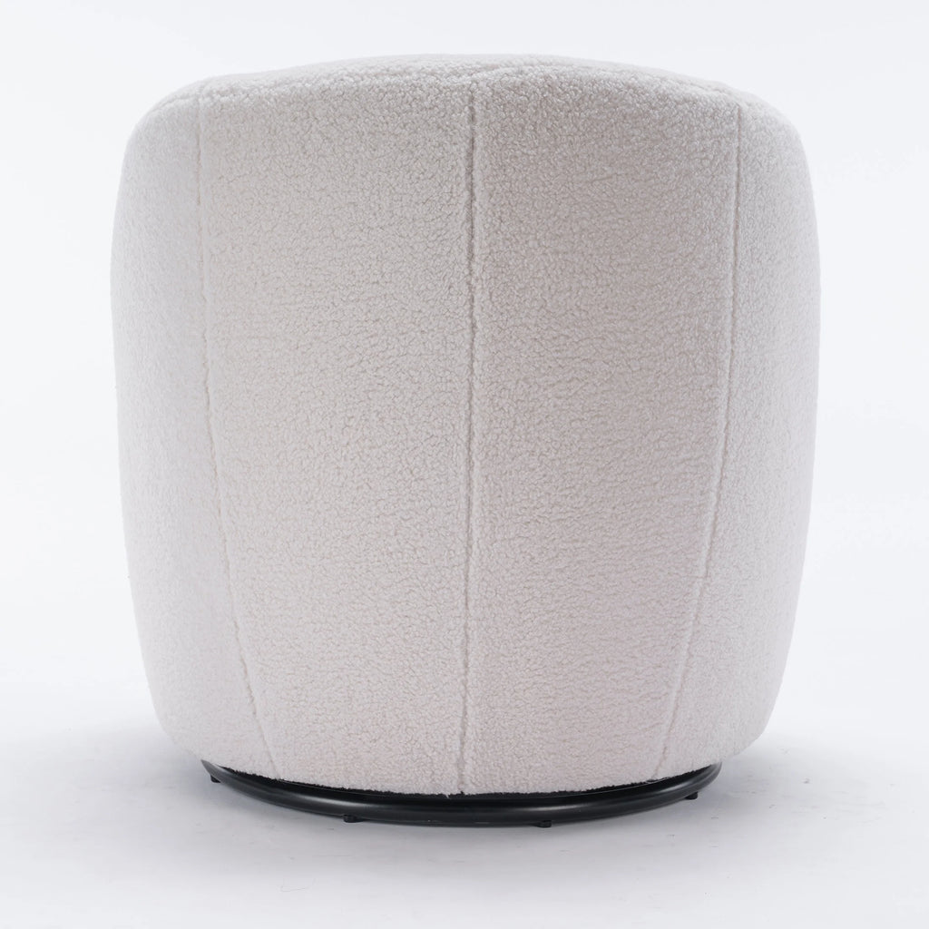 White Teddy Fabric Swivel Barrel Armchair P24443