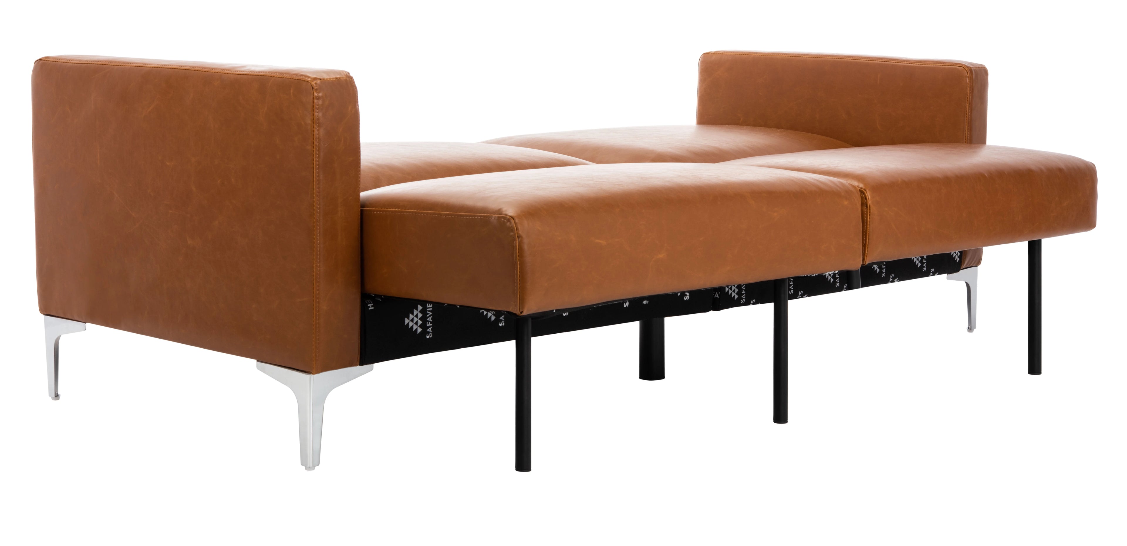 Cognac/Chrome Foldable Futon Bed S696411