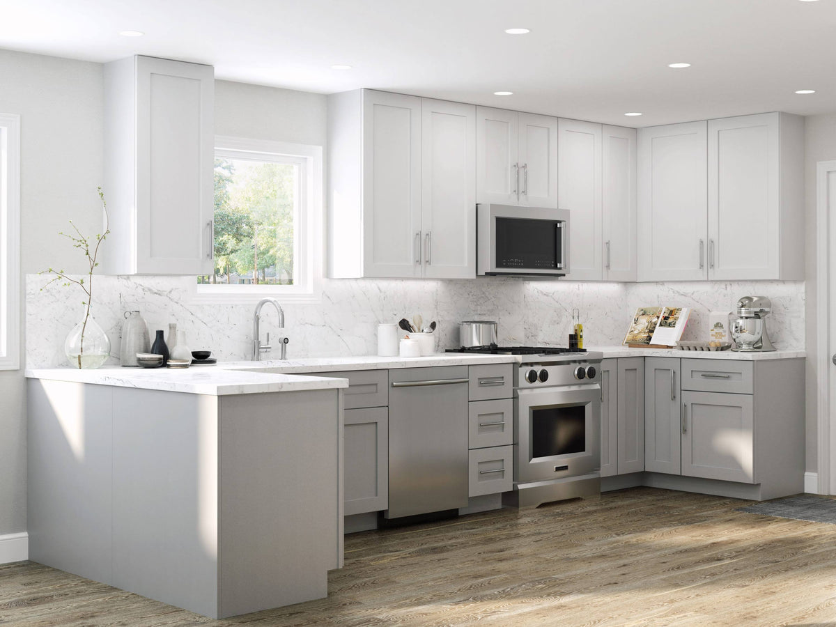 Vinyl Gray Thermofoil Maple Door Wall Fully Assembled Stock Cabinet M2170