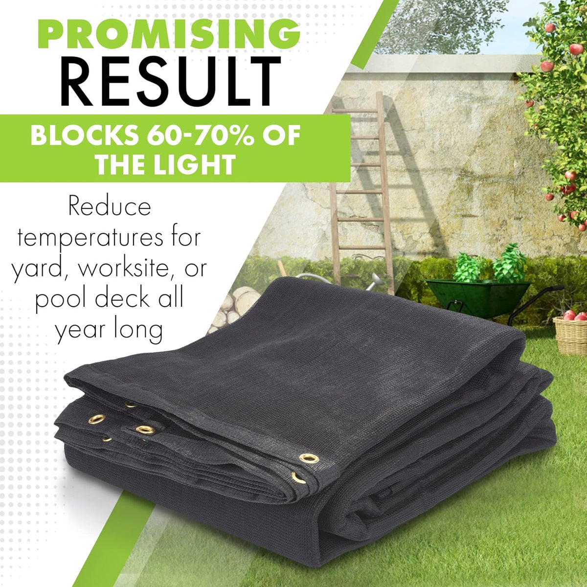 Heavy Duty Black Knitted Mesh Tarp with Grommets, 10 FT X 12 FT, Pack of 2 Y243316