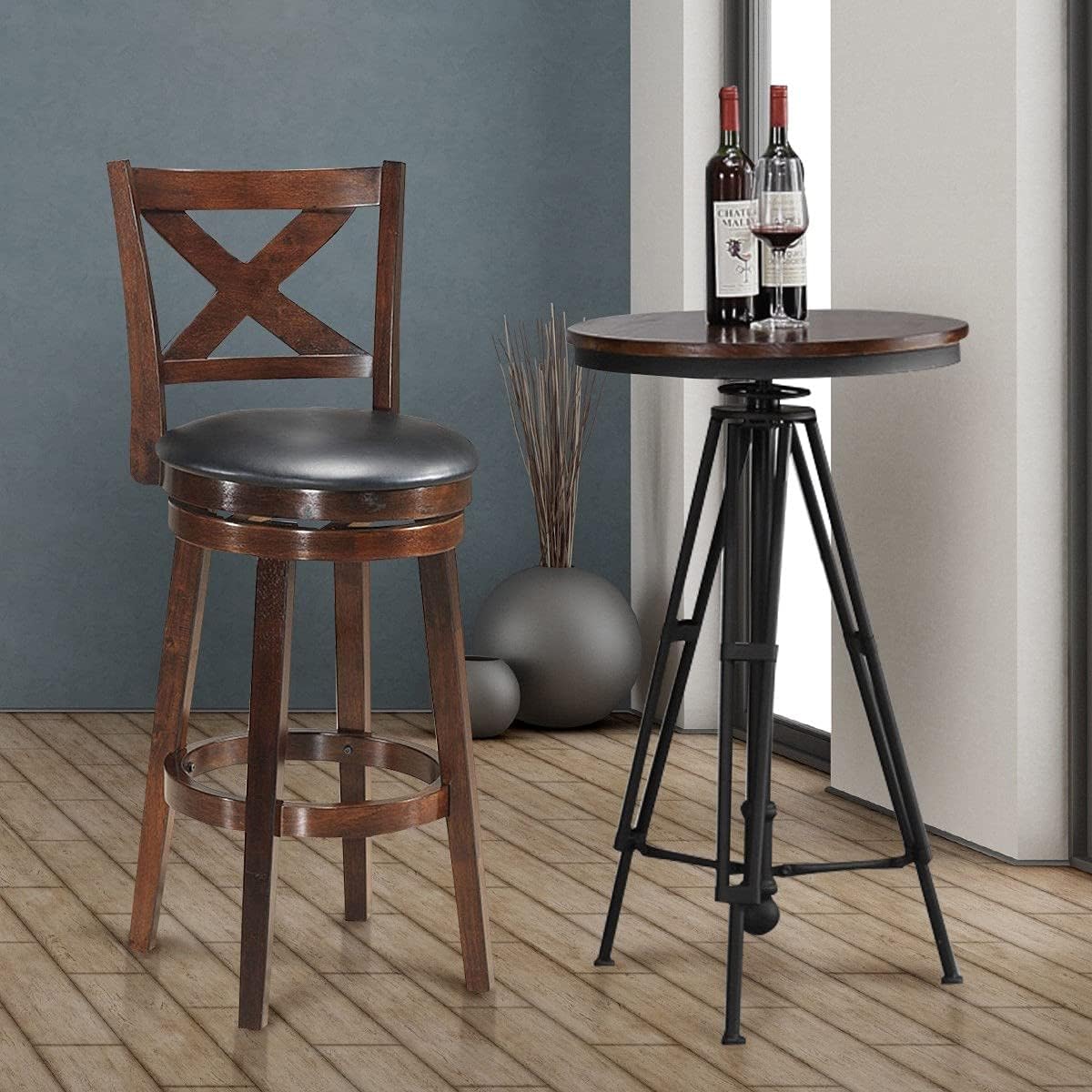 Cappuccino Swivel Bar Stool Set of 2 O12324