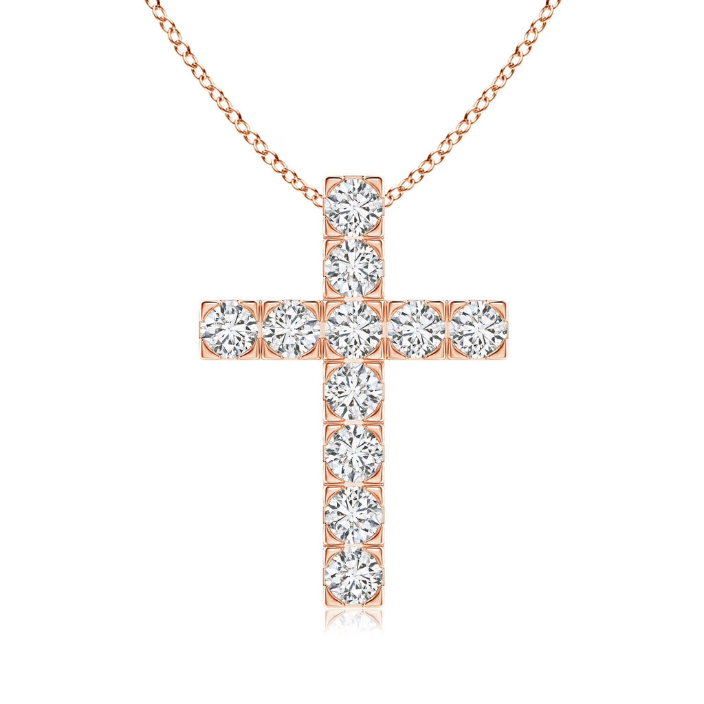 Diamond Cross Pendant Necklace in 14K Rose Gold C8720