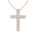 Diamond Cross Pendant Necklace in 14K Rose Gold C8720