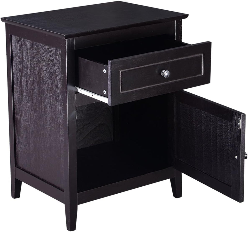 Espresso Wood End Table with Drawer, Pack of 2 T95133