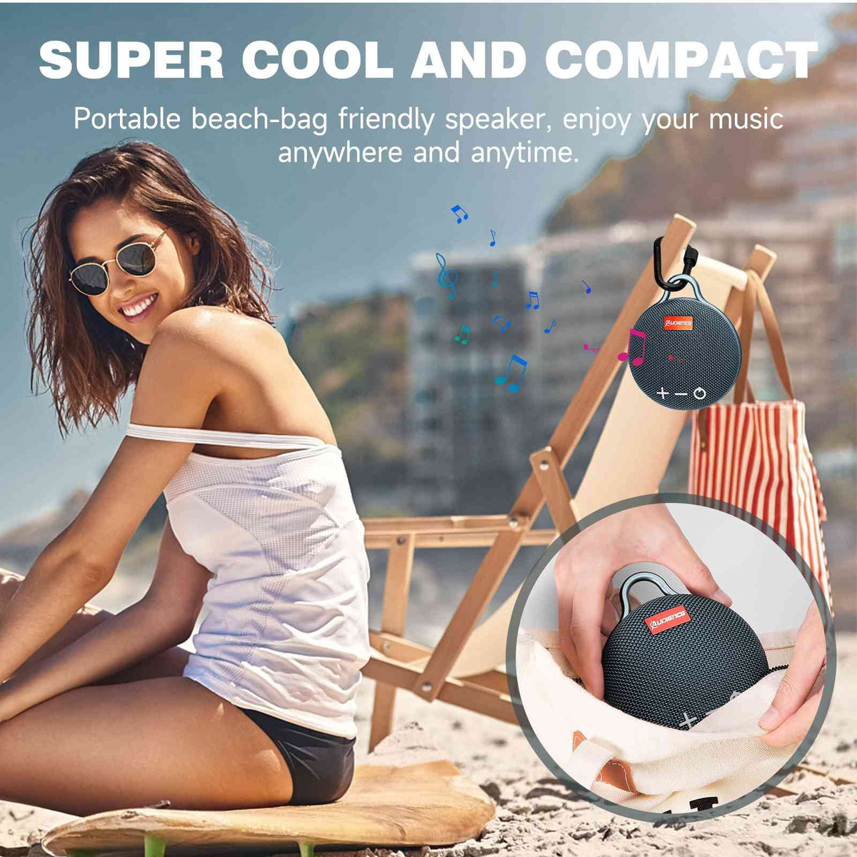 Blue 2 Pack Bluetooth Wireless Waterproof Speaker with Clip M86022